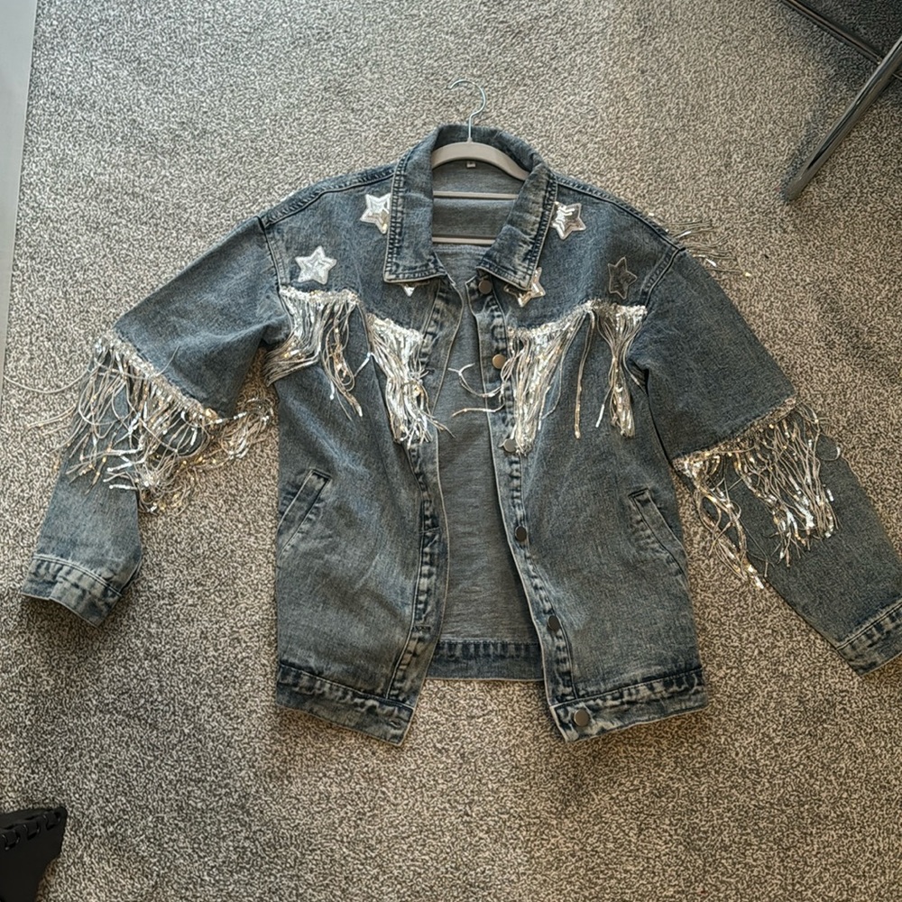 Sequin denim jacket